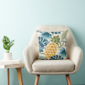 熱帯のパームの葉木のパイナップルグリーン白 クッション (椅子)