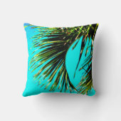 熱帯のパームはっきりしたと明るい緑とターコイズ クッション (裏面)