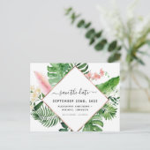 熱帯のパームウォーターの色の幾何学的な日付を保存 案内ポストカード (スタンド正面)