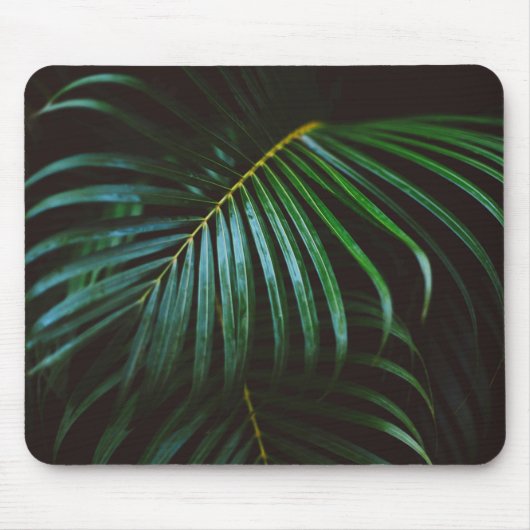 熱帯のパームリラックスリーフの緑の落ち着き マウスパッド (正面)