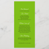 熱帯のパーム結婚水の緑のメニュー メニュー (裏面)