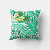 熱帯のパーム葉と花のパターン クッション (裏面)