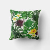 熱帯のパーム葉と花のパターン クッション (裏面)