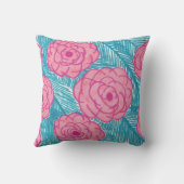 熱帯のパーム葉と花の枕 クッション (裏面)