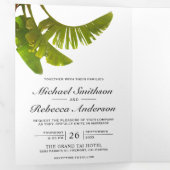 熱帯のパーム葉バナの花の葉3結婚 in 1 三つ折り招待状 (内部最初)