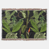 熱帯のパーム離れのフローラ、植物、シームレス。 スローブランケット (正面)