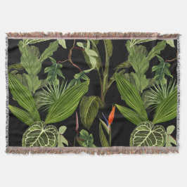 熱帯のパーム離れのフローラ、植物、シームレス。 スローブランケット