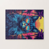 熱帯のビーチでサングラスとメインのクーン猫 ジグソーパズル (横)