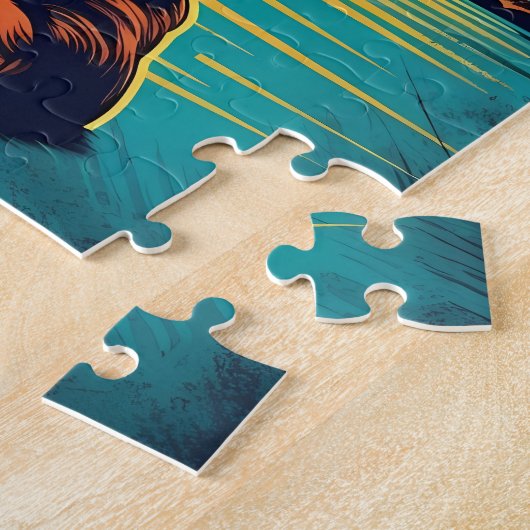 熱帯のビーチでサングラスを持つダシュント ジグソーパズル (側面)