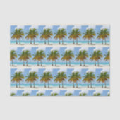 熱帯のビーチに美しいヤシの木パターン（の模様が）ある 薄葉紙 (正面)