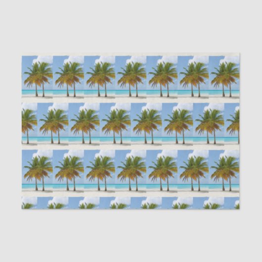 熱帯のビーチに美しいヤシの木パターン（の模様が）ある 薄葉紙 (正面)