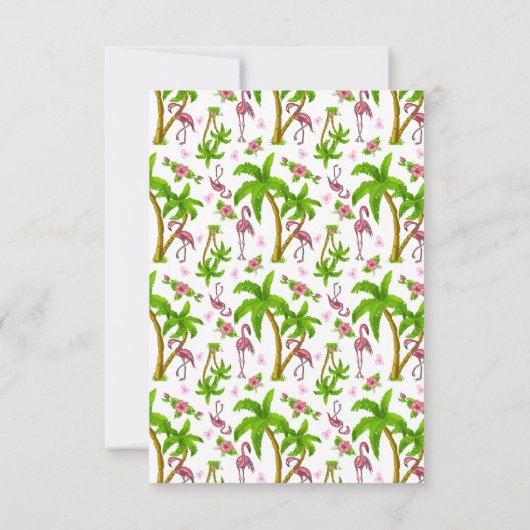 熱帯のフラミンゴと花の日付を保存Invite 招待状 (裏面)