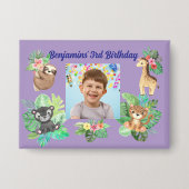 熱帯のベビーアニマルズボタン子供の誕生日のお気に入り 缶バッジ (正面)