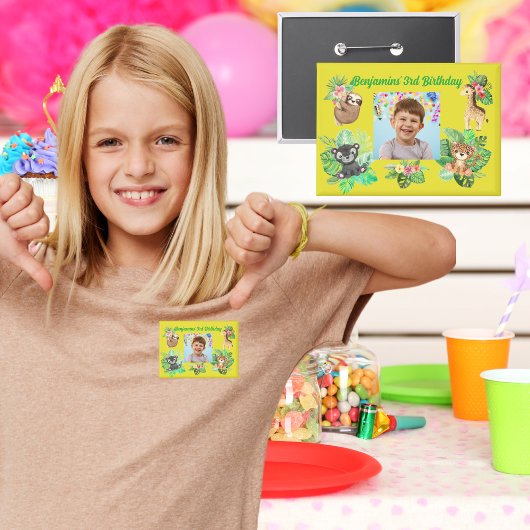 熱帯のベビーアニマルズボタン子供の誕生日のお気に入り 缶バッジ