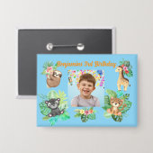 熱帯のベビーアニマルズボタン子供の誕生日のお気に入り 缶バッジ (正面/裏面)