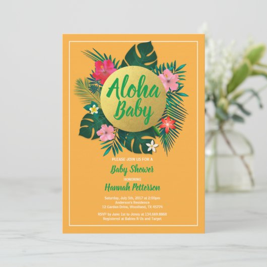 熱帯のベビーシャワーの招待男女兼用状 招待状 (スタンド正面)