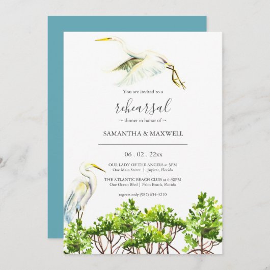 熱帯のマングローブとバードリハーサルディナー 招待状 (正面/裏面)