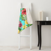 熱帯のミックスフルーツ、花や葉青の シェルパブランケット (インサイチュ)