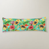 熱帯のミックスフルーツ、花や葉青の ボディピロー (裏面)