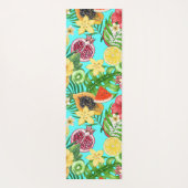 熱帯のミックスフルーツ、花や葉青の ヨガマット (裏面)