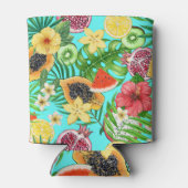 熱帯のミックスフルーツ、花や葉青の 缶クーラー (裏面)