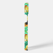 熱帯のミックスフルーツ、花や葉青の iPhoneケース (右側面)