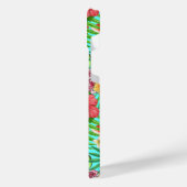 熱帯のミックスフルーツ、花や葉青の iPhoneケース (左側面)