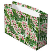 熱帯のヤシとプルメリアの花 ラージペーパーバッグ (裏面アングル)