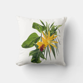 熱帯のヤシと花の組成物。 クッション