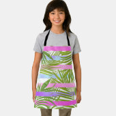 熱帯のヤシのモダン木ピンクの紫ストライプ色 エプロン (インサイチュ)