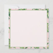 熱帯のヤシの木がピンクのモノグラムに ノートカード (裏面)