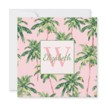 熱帯のヤシの木がピンクのモノグラムに