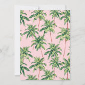 熱帯のヤシの木がピンクのモノグラムに ノートカード (裏面)