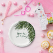 熱帯のヤシの木のエレガント葉の夏結婚の夏 ペーパープレート (パーティー)