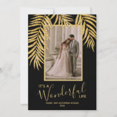 熱帯のヤシの木のクリスマスフォト シーズンカード (正面)