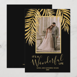 熱帯のヤシの木のクリスマスフォト シーズンカード