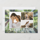 熱帯のヤシの木のクリスマスフォト シーズンカード (正面)