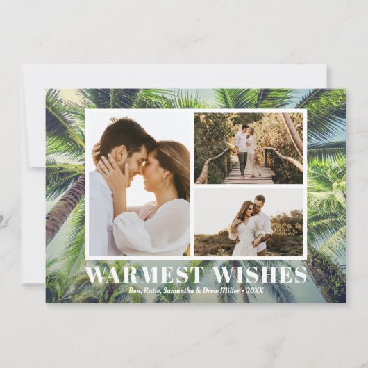 熱帯のヤシの木のクリスマスフォト シーズンカード (正面)