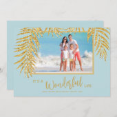 熱帯のヤシの木のクリスマスフォト シーズンカード (正面/裏面)