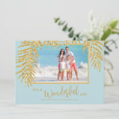 熱帯のヤシの木のクリスマスフォト シーズンカード (スタンド正面)