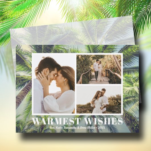 熱帯のヤシの木のクリスマスフォト シーズンカード