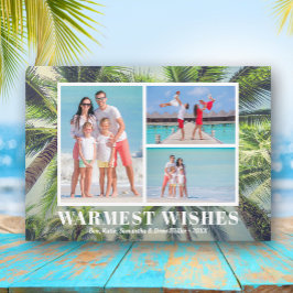 熱帯のヤシの木のクリスマスフォト シーズンカード