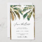 熱帯のヤシの木の光は日付カードを保存 サンキューカード (正面)