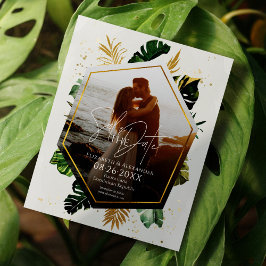 熱帯のヤシの木の写真は日付を保存して金箔