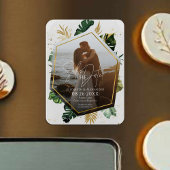 熱帯のヤシの木の写真は日付を保存して金箔 マグネット