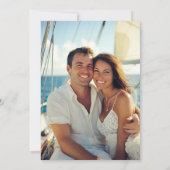 熱帯のヤシの木の水色の写真結婚 セーブザデート (裏面)