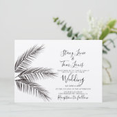 熱帯のヤシの木の葉の手描き自然 招待状 (スタンド正面)