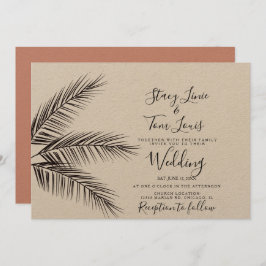 熱帯のヤシの木の葉の手描き自然 招待状
