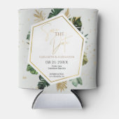 熱帯のヤシの木の金箔のスクリプト日付を保存 缶クーラー (正面)