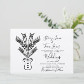 熱帯のヤシの木の鉢植え手描自然き 招待状 (スタンド正面)